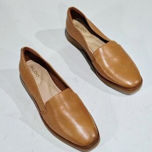 Aldo Women's Tan Leather Slip-On Loafers